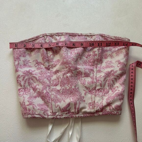 Tic Toc Los Angeles Pink Toile Corset Top Size S Lace-Up Bustier - Picture 5 of 6